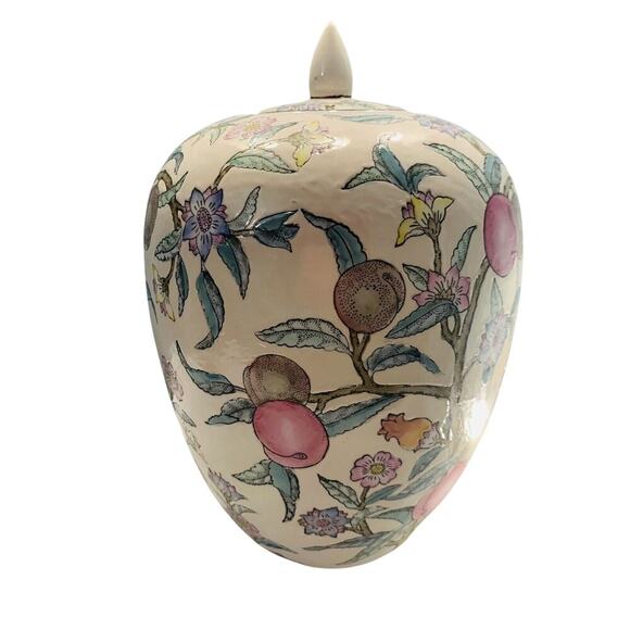 Vintage 12” WBI Floral Botanical Chinoiserie Plum tree blossoms Ceramic Vase Urn - Picture 2 of 11